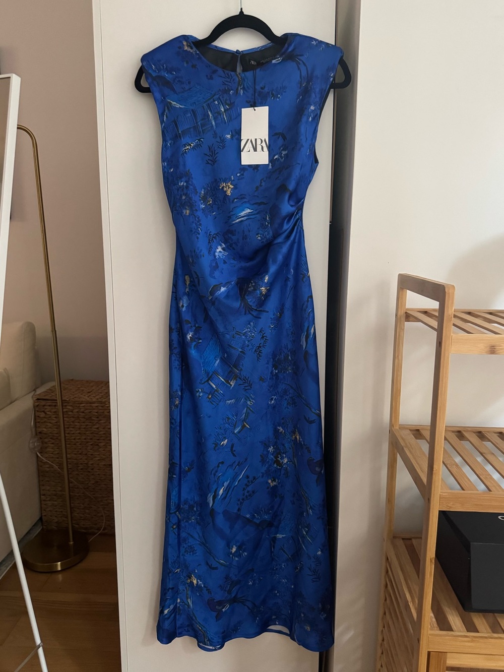 New w/Tags Satin Deep Blue Zara Maxi Elegant Dress